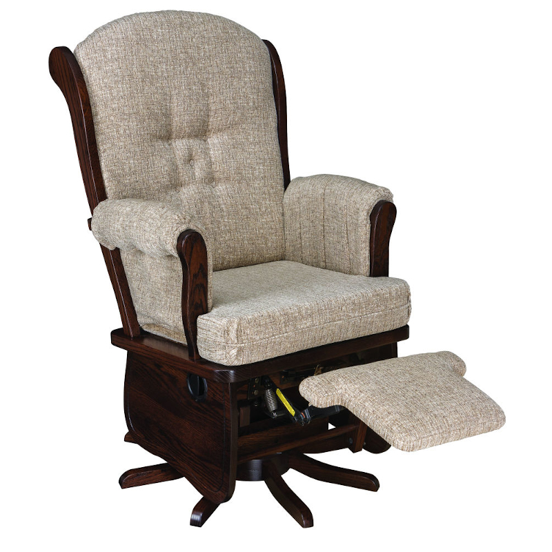 Amish Madison Swivel Glider with Flip out Footrest Solid Wood Nursery Furniture Baby Eco Trends